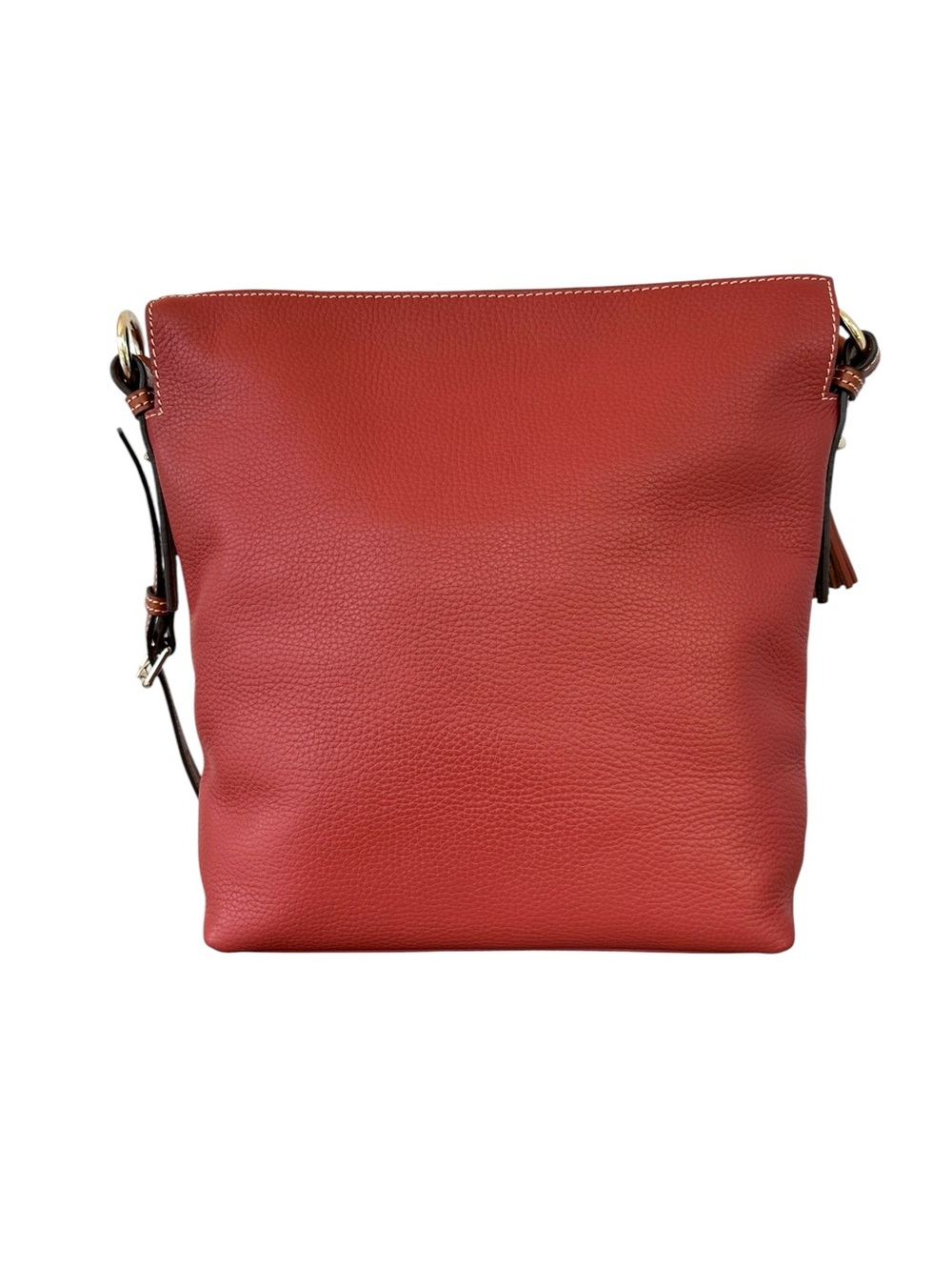 💐 Dooney & Bourke Red Pebble Grain Leather Tassel Shoulder Bag. J12526577 - Picture 3 of 14